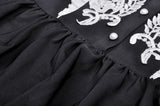 Black Sakura: Gothic Lolita black floral embroidery doll dress