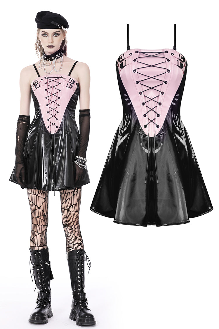 Kawaii Killer: Punk Nude Pink Glossy Mini Dress