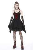 Panache: Black and Red Gothic Strap Short Dress