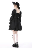 Lady Victoria: Gothic Black and White Lace Dress