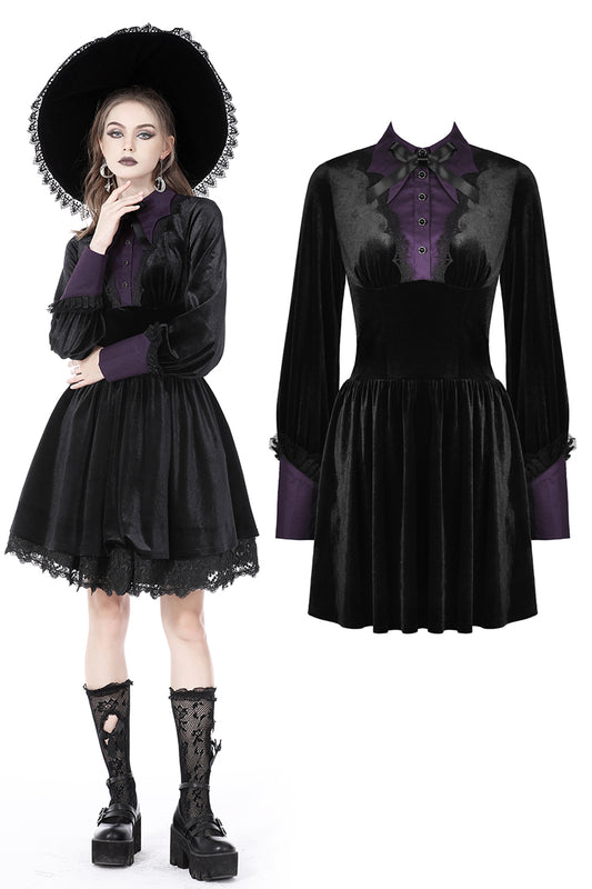 Mithridatism: Witchery Purple Black Shirt Collar Dress