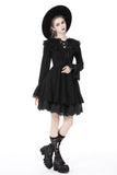 Frayed Fate: Gothic Ruffled Collar Dress