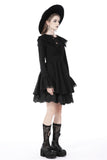 Frayed Fate: Gothic Ruffled Collar Dress