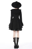 Frayed Fate: Gothic Ruffled Collar Dress