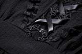 Frayed Fate: Gothic Ruffled Collar Dress