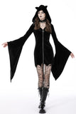 Mystic Feline - Gothic Hooded Dress