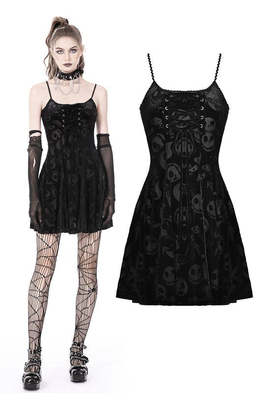 Just Spooked: Gothic Skull Strapped Dress