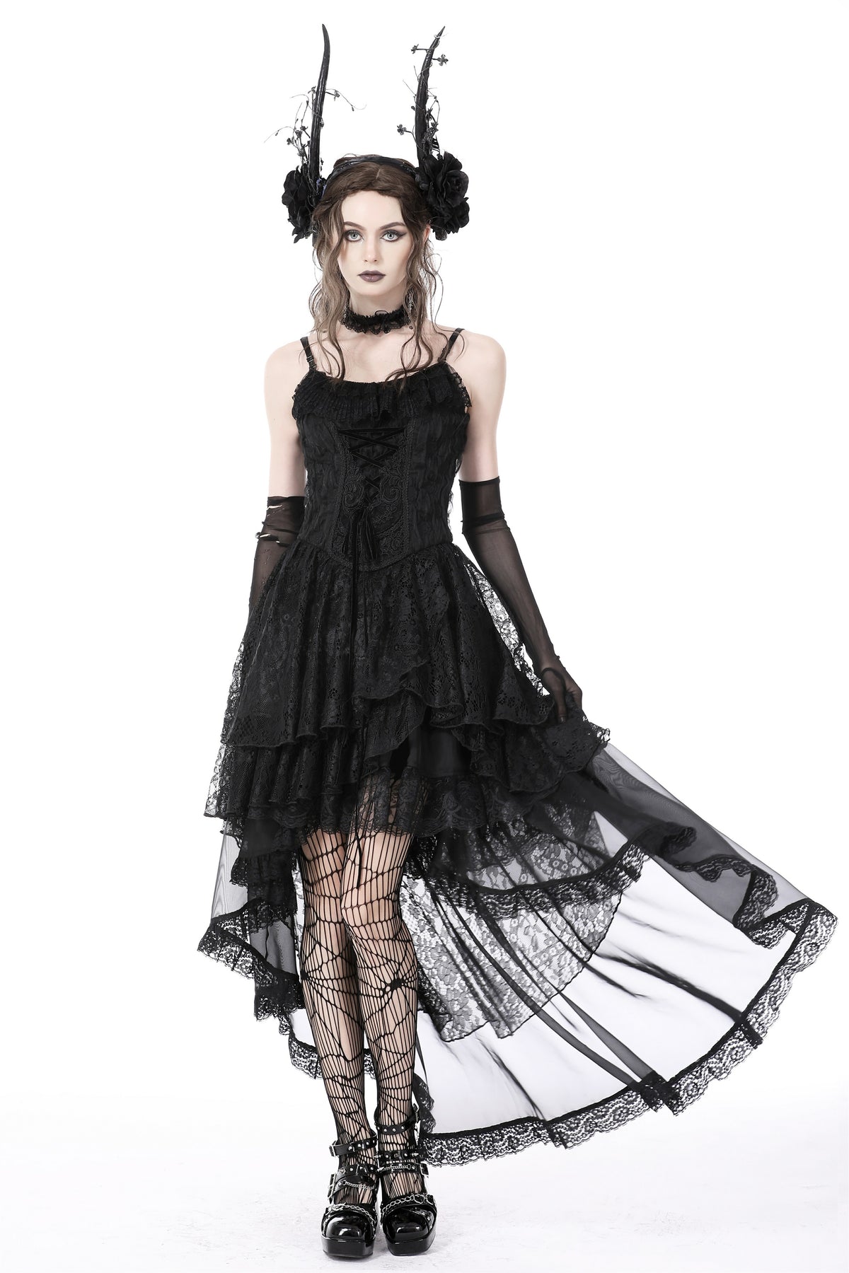 Gothic Nightfall - Dress with Tiered Skirt