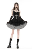 Fearless Feryn: Gothic Lolita Black with Stripes Halter Dress