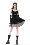 Fearless Feryn: Gothic Lolita Black with Stripes Halter Dress