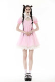 Pastel Crypt - Gothic Babydoll Dress with Keyhole Neckline