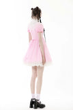 Pastel Crypt - Gothic Babydoll Dress with Keyhole Neckline