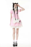 Pastel Crypt - Gothic Babydoll Dress with Keyhole Neckline