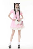 Pastel Crypt - Gothic Babydoll Dress with Keyhole Neckline