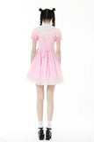 Pastel Crypt - Gothic Babydoll Dress with Keyhole Neckline