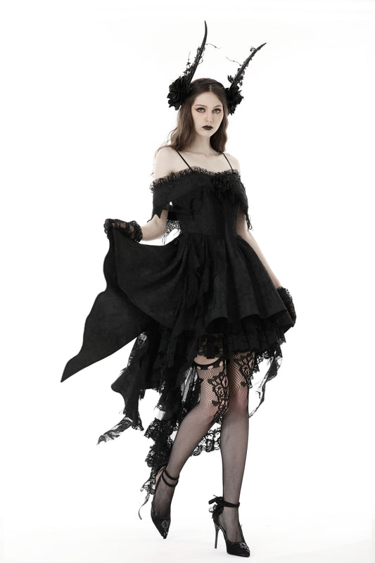 Twilight Serenade - Gothic Dress with Tiered Skirt