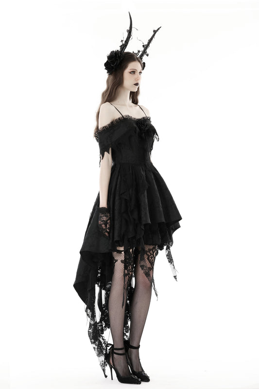 Twilight Serenade - Gothic Dress with Tiered Skirt