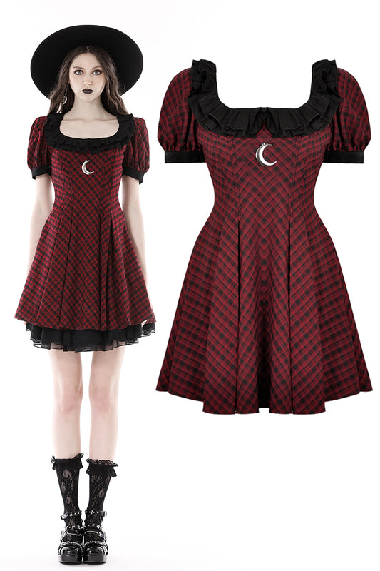 Crescent Powers- Doll dress with Checkered Print