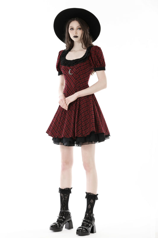 Crescent Powers- Doll dress with Checkered Print