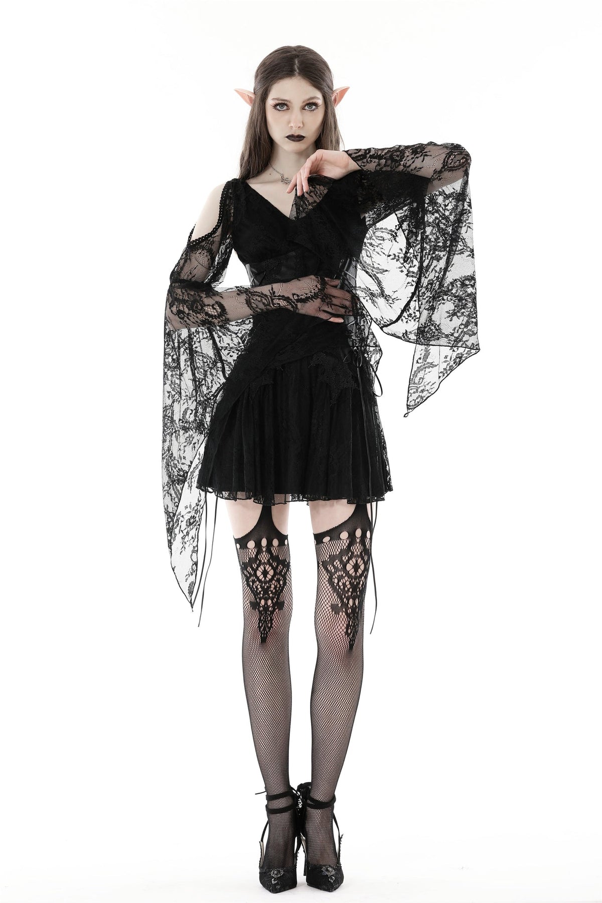 Eleonora - Gothic Mini Dress with Tiered Skirt