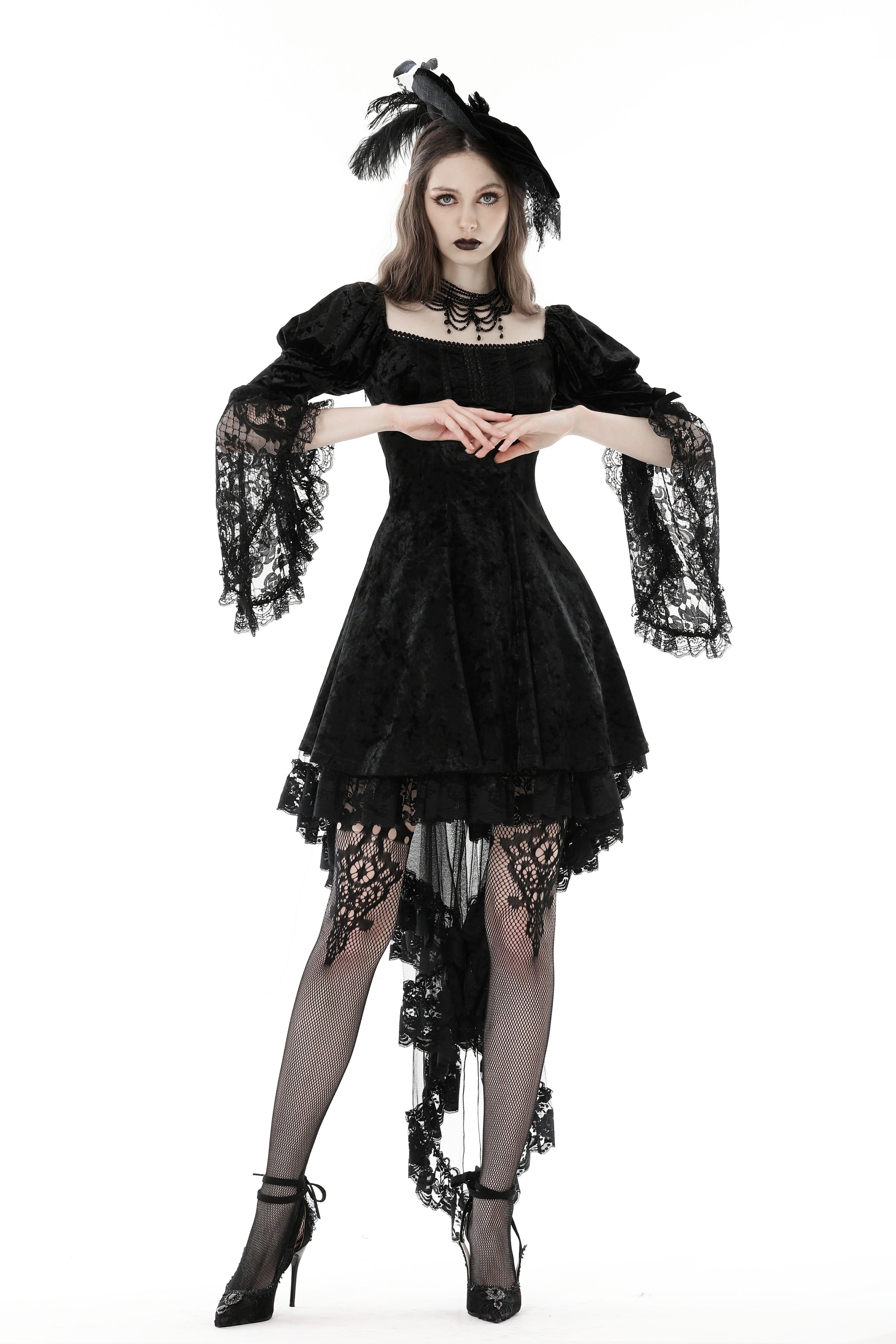 Lady Victoria: Victorian Gothic Black Velvet Dress Dark in Love Lady Victoria: Victorian Gothic Black Velvet Dress Dark in Love