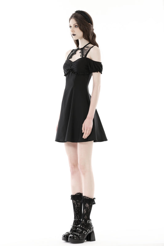 Barbie in Black: Gothic Collar Strap Dress