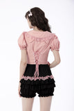 Sweet Death-Doll Collar Princess Shirt with Puffed Sleeves