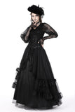 Her Gloominess - Black Lace Gothic Top with Long Sleeves