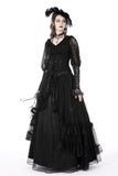 Her Gloominess - Black Lace Gothic Top with Long Sleeves