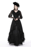 Her Gloominess - Black Lace Gothic Top with Long Sleeves