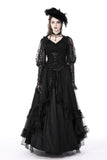 Her Gloominess - Black Lace Gothic Top with Long Sleeves