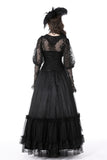 Her Gloominess - Black Lace Gothic Top with Long Sleeves