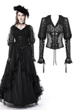 Her Gloominess - Black Lace Gothic Top with Long Sleeves