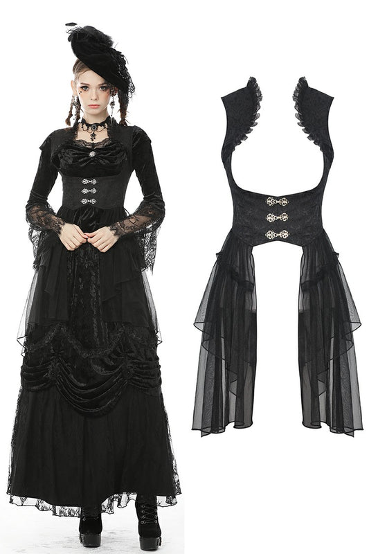 Wraith's Whispers: Victorian Gothic Bodice Corset with Overskirt