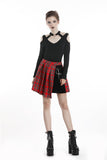 Doomed Mood- Punk Plaid Mini Skirt with Metal ornaments