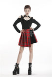 Doomed Mood- Punk Plaid Mini Skirt with Metal ornaments