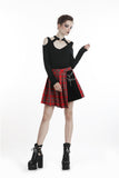 Doomed Mood- Punk Plaid Mini Skirt with Metal ornaments