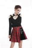 Doomed Mood- Punk Plaid Mini Skirt with Metal ornaments