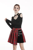 Doomed Mood- Punk Plaid Mini Skirt with Metal ornaments