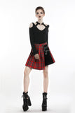 Doomed Mood- Punk Plaid Mini Skirt with Metal ornaments