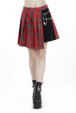 Doomed Mood- Punk Plaid Mini Skirt with Metal ornaments