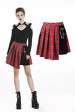 Doomed Mood- Punk Plaid Mini Skirt with Metal ornaments