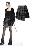 60's Skirt- Punk Plaid Mini Skirt with Metal Ornaments