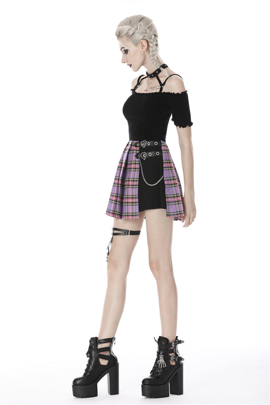 Venus in Furs - Spliced Punk Plaid Skater Skirt