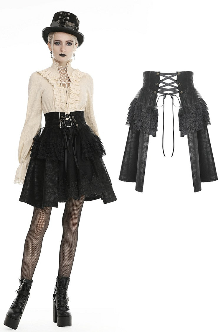 Retro Judith: Steampunk Gothic Easy Adjust Tiered Short Skirt