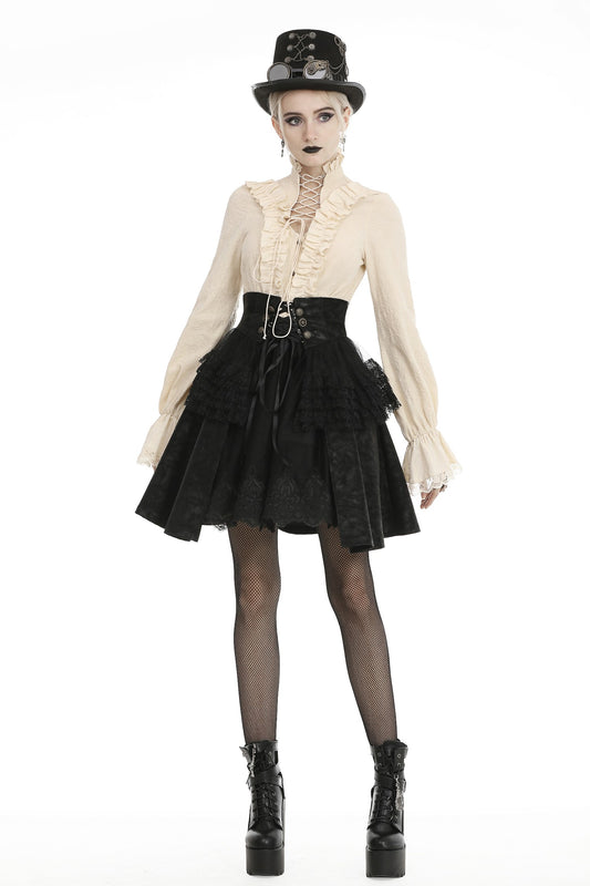 Retro Judith: Steampunk Gothic Easy Adjust Tiered Short Skirt