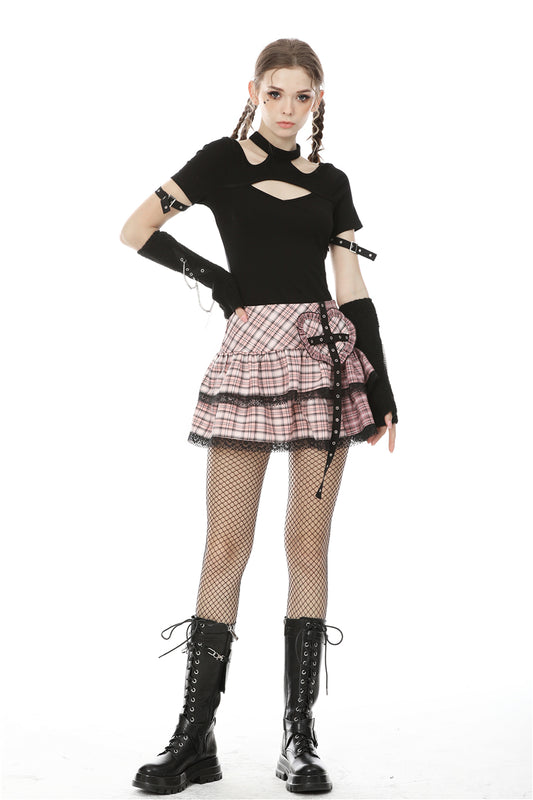 Millennium Hottie - Punk Plaid Tiered Skater Skirt