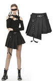 Punk Pride: Pleated Irregular Miniskirt with Bold Belts