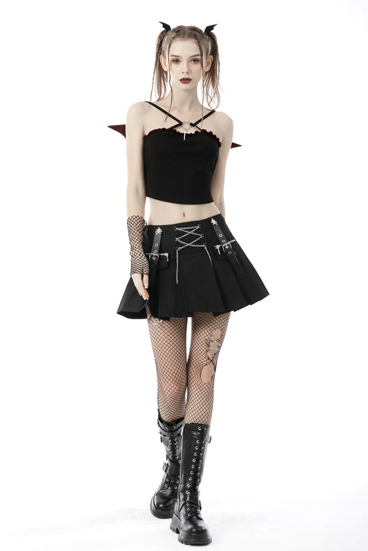 Bat Ballerina- Miniskirt with Chains, Belts and Pockets