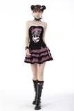 Her Cat-a-Combs: Kawaii Lolita Balck/Pink Plaid Skirt